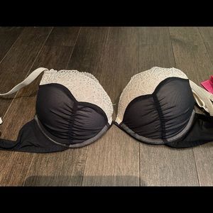 La Senza pink and black lace push up bra